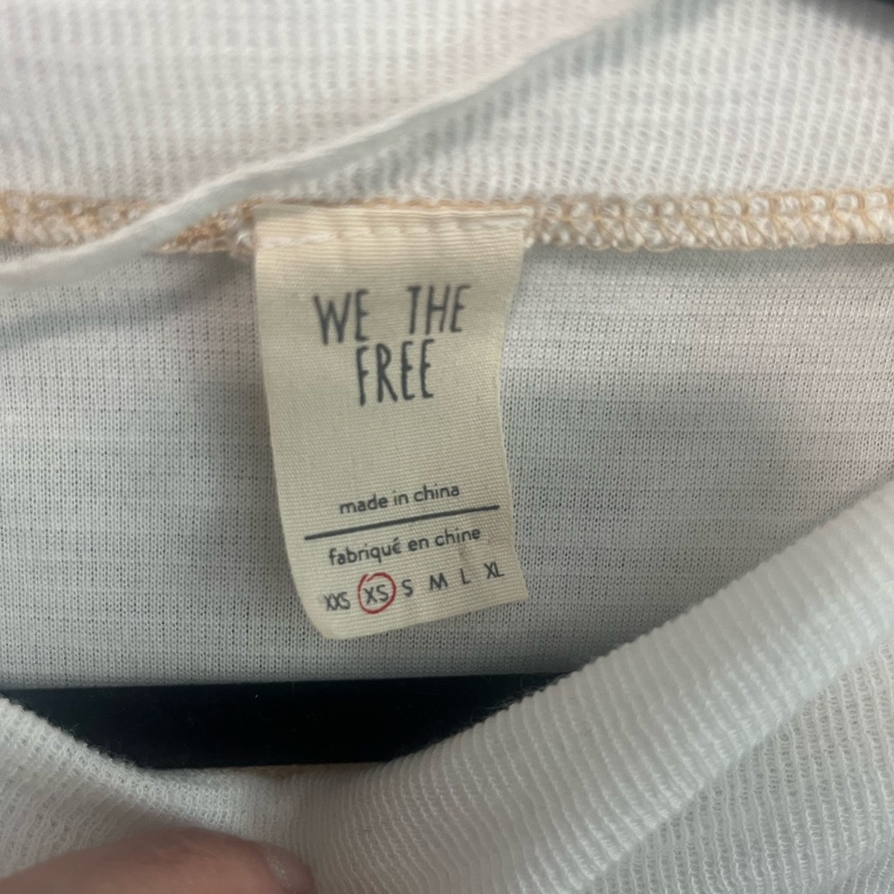 We The Free White Long Sleeve Top with Zipper Detail.  XS oversized - Picture 6 of 6